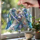 Nativity Acrylic Suncatcher, Holy Family Christmas Window Hanging, Stained Glass Style Nativity Scene with Sheep, Religious Holiday Decor